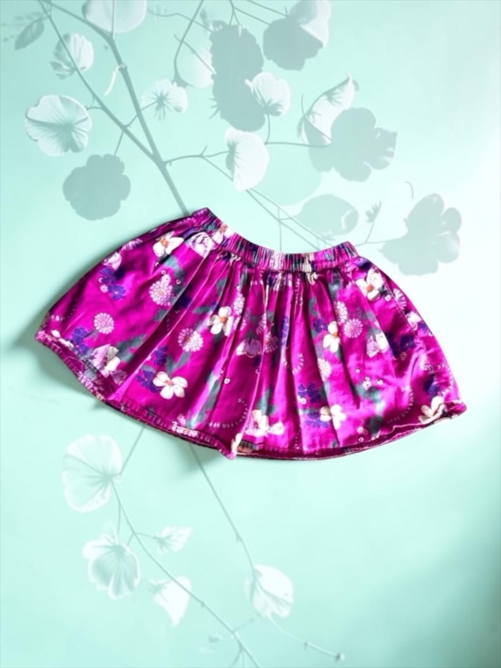 Tea Collection Girls Skirt 🌸 Floral Lined Twirl Magenta Size 5 EUC